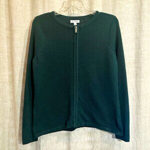 Croft & Barrow Green Ribbed Zip-Up Cardigan Sweater Small